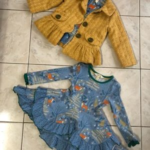 Matilda Jane deer dress and mustard jacket Size 2